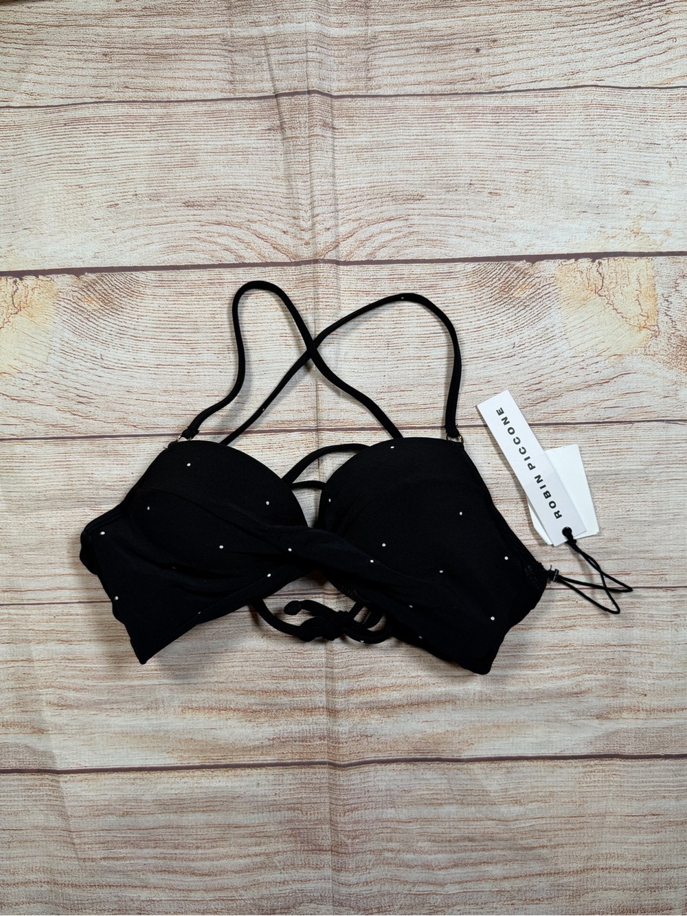 Robin Piccone Black Rhinestone Bikini Top Mermaid Sparkle‎ Sequin